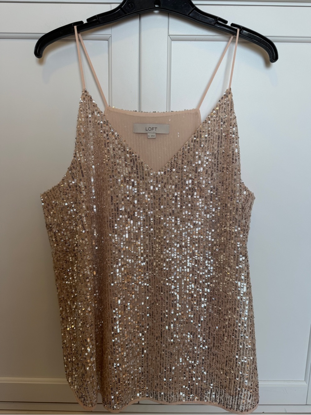 LOFT Blush Sequin Strapless Camisole Top XL